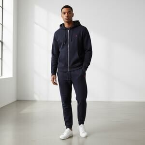 Polo Ralph Lauren Fleece Full-Zip Fleece Sweatsuit Set Navy Blue Mens Size XL